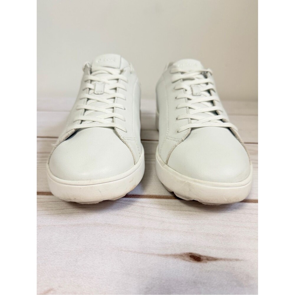 Geox Spherica Mens Leather Leisure Tennis Shoe Size 12 White Low Top Minimalist - Picture 4 of 11